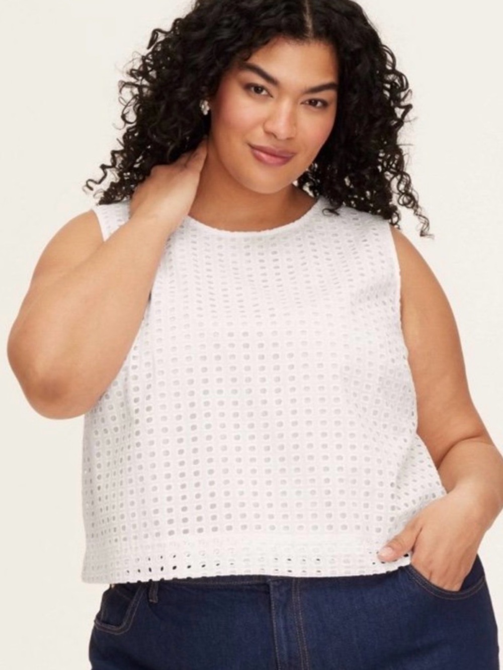 kate spade x Target 3x White Eyelet Tank Top